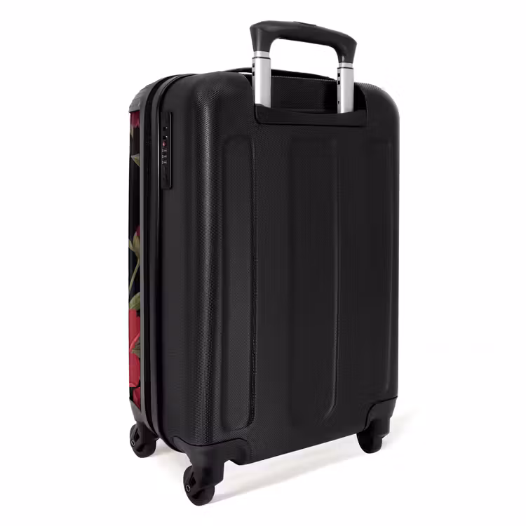 Koffer - Blumen – Muster – Botanisch – Rot – Schwarz - Bloemen - Patroon - Botanisch - Rood - Zwart NBS - Handbagage koffer - Vrouwen middel