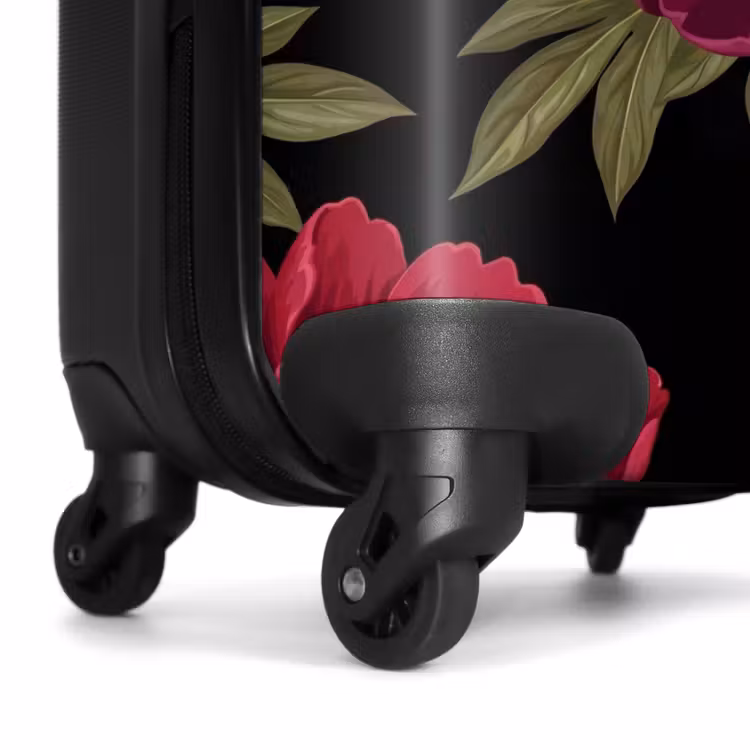 Koffer - Blumen – Muster – Botanisch – Rot – Schwarz - Bloemen - Patroon - Botanisch - Rood - Zwart NBS - Handbagage koffer - Vrouwen middel