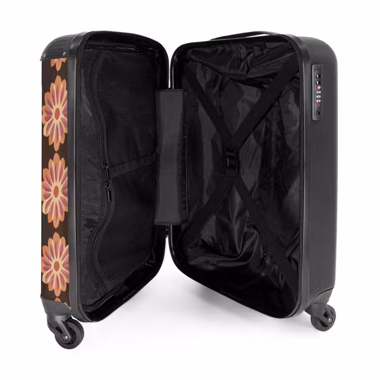 Koffer - Blumen – Muster – Braun - Bloemen - Patroon - Bruin NBS - Handbagage koffer - Vrouwen middel