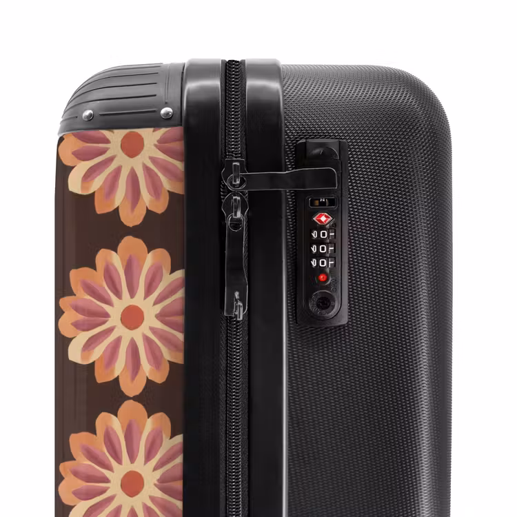 Koffer - Blumen – Muster – Braun - Bloemen - Patroon - Bruin NBS - Handbagage koffer - Vrouwen middel