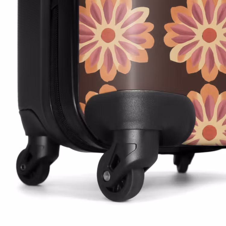 Koffer - Blumen – Muster – Braun - Bloemen - Patroon - Bruin NBS - Handbagage koffer - Vrouwen middel