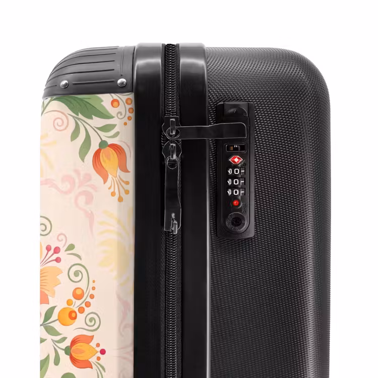 Koffer - Blumen – Muster – Dekorativ – Orange - Bloemen - Patroon - Decoratief - Oranje NBS - Handbagage koffer - Vrouwen middel