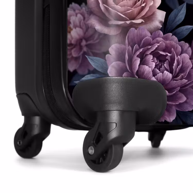 Koffer - Blumen – Muster – Dunkel – Botanisch – Lila - Bloemen - Patroon - Donker - Botanisch - Paars NBS - Handbagage koffer - Vrouwen middel