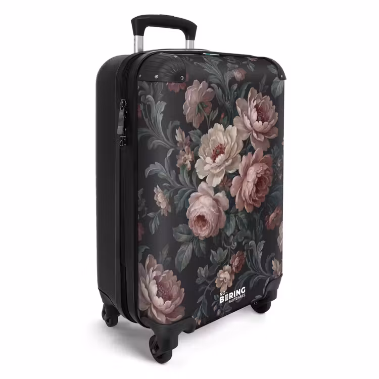 Koffer - Blumen – Muster – Elegant – Rosa – Dunkel - Bloemen - Patroon - Sierlijk - Roze - Donker NBS - Handbagage koffer - Vrouwen middel