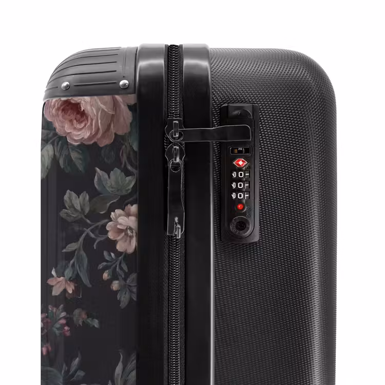 Koffer - Blumen – Muster – Elegant – Rosa – Dunkel - Bloemen - Patroon - Sierlijk - Roze - Donker NBS - Handbagage koffer - Vrouwen middel