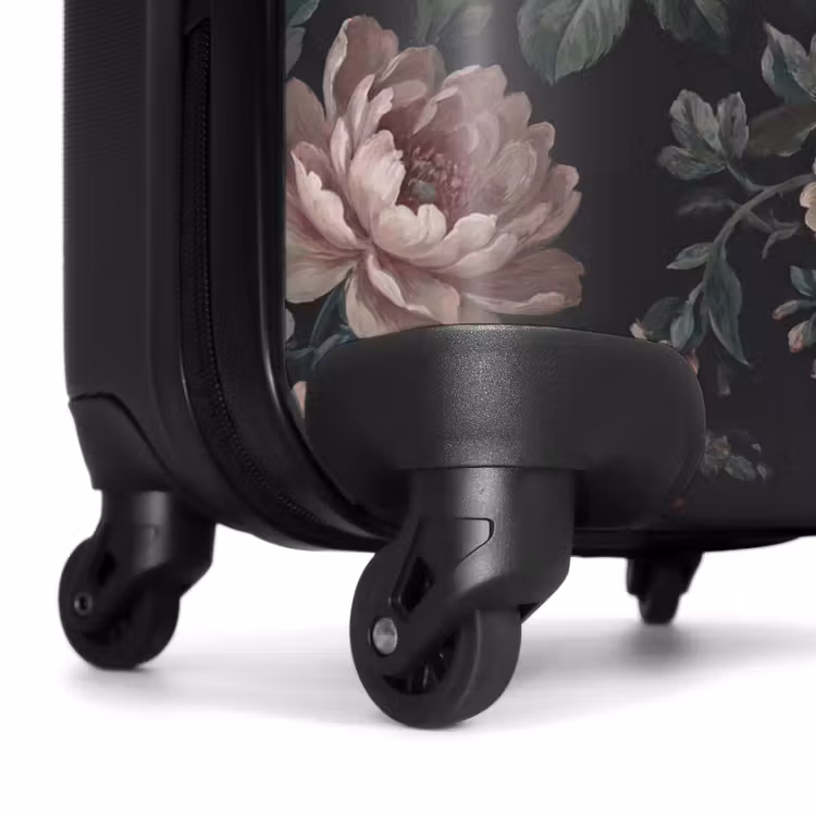Koffer - Blumen – Muster – Elegant – Rosa – Dunkel - Bloemen - Patroon - Sierlijk - Roze - Donker NBS - Handbagage koffer - Vrouwen middel