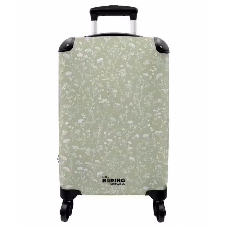 Koffer - Blumen – Muster – Grün - Bloemen - Patroon - Groen NBS - Handbagage koffer - Vrouwen middel