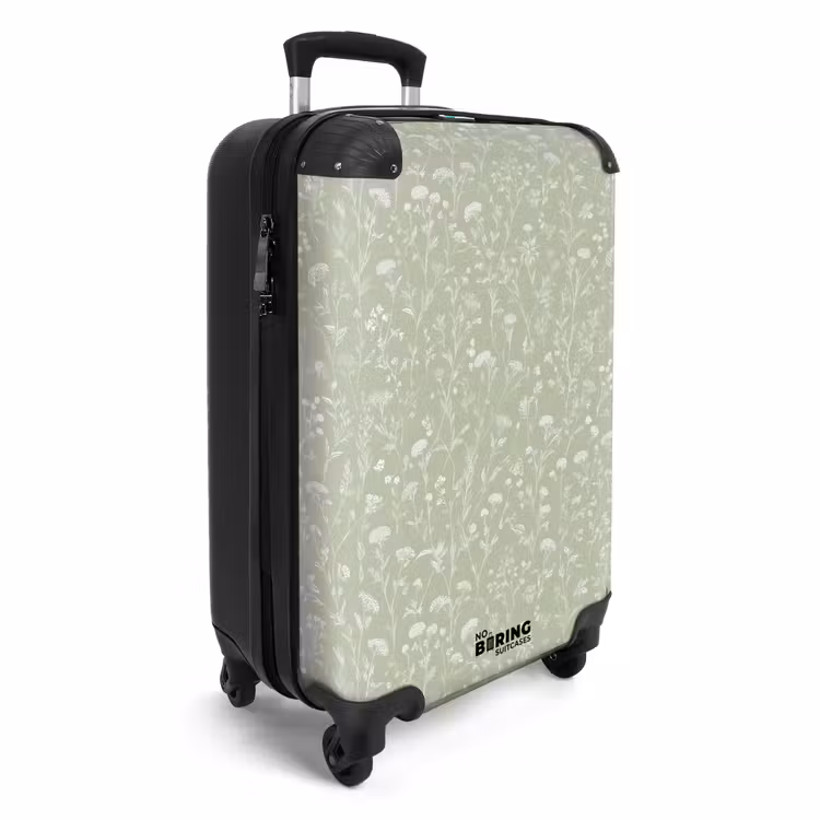 Koffer - Blumen – Muster – Grün - Bloemen - Patroon - Groen NBS - Handbagage koffer - Vrouwen middel