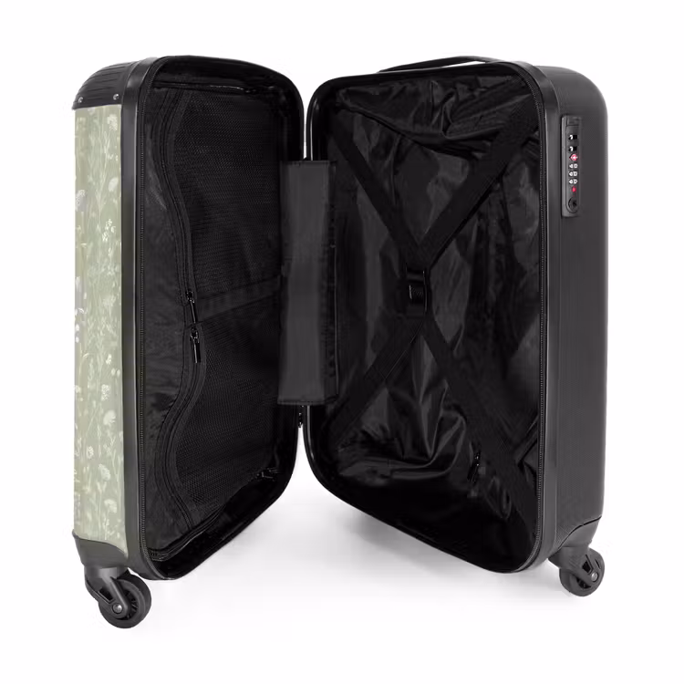 Koffer - Blumen – Muster – Grün - Bloemen - Patroon - Groen NBS - Handbagage koffer - Vrouwen middel