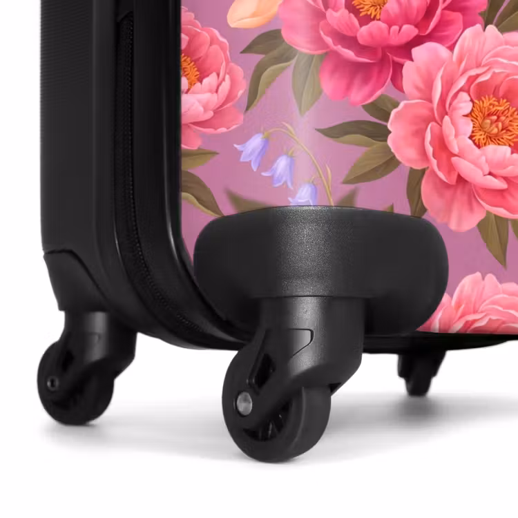 Koffer - Blumen – Muster – Illustration – Rosa - Bloemen - Patroon - Illustratie - Roze NBS - Handbagage koffer - Vrouwen middel