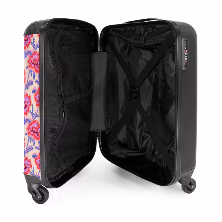 Bloemen - Patroon - Meerkleurig NBS - Handbagage koffer - Volwassenen Unisex middel -binnenkant