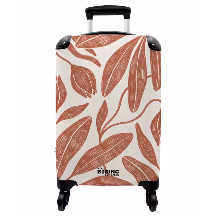 Koffer - Blumen – Muster – Modern – Natur – Braun - Bloemen - Patroon - Modern - Natuur - Bruin NBS - Handbagage koffer - Vrouwen middel