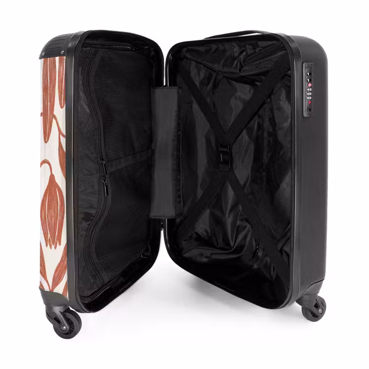 Koffer - Blumen – Muster – Modern – Natur – Braun - Bloemen - Patroon - Modern - Natuur - Bruin NBS - Handbagage koffer - Vrouwen middel