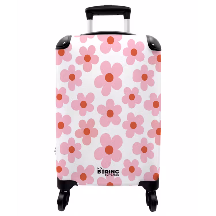 Koffer - Blumen – Muster – Modern – Rosa – Weiß - Bloemen - Patroon - Modern - Roze - Wit NBS - Handbagage koffer - Vrouwen middel