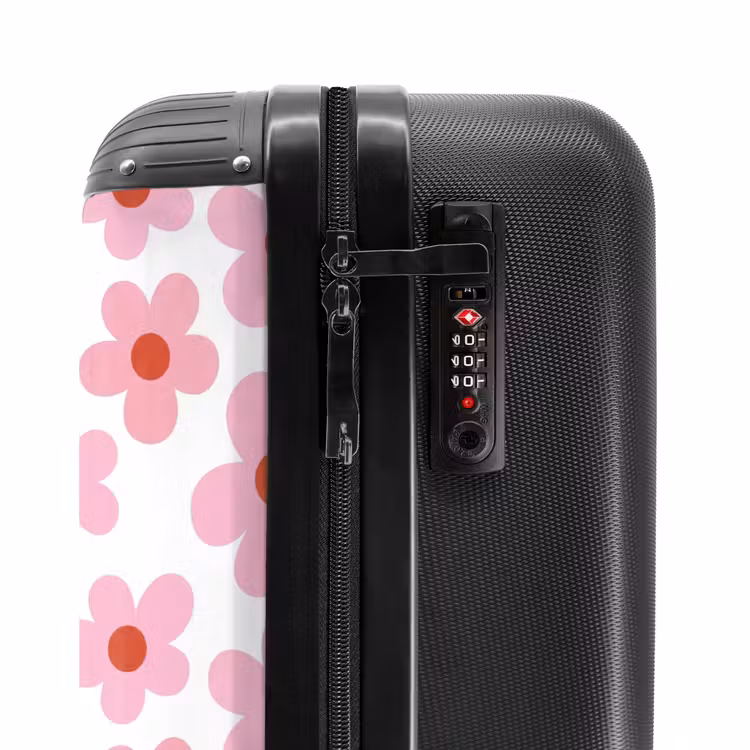 Koffer - Blumen – Muster – Modern – Rosa – Weiß - Bloemen - Patroon - Modern - Roze - Wit NBS - Handbagage koffer - Vrouwen middel