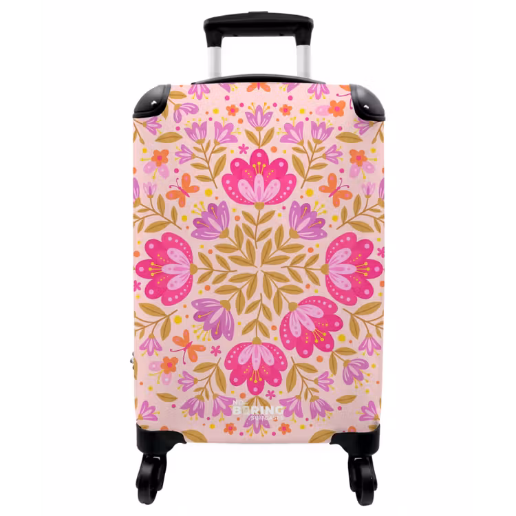 Koffer - Blumen – Muster – Natur – Abstrakt – Rosa - Bloemen - Patroon - Natuur - Abstract - Roze NBS - Handbagage koffer - Vrouwen middel