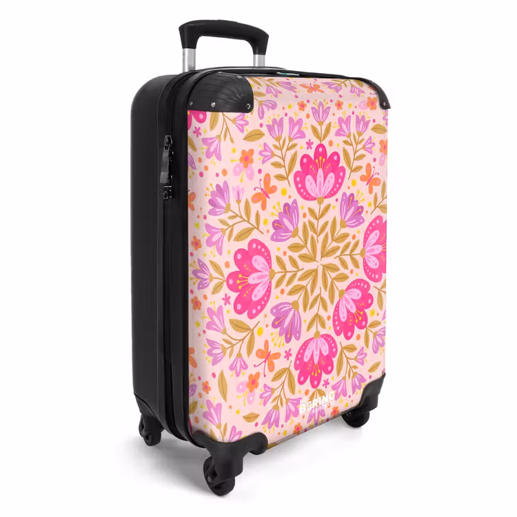 Koffer - Blumen – Muster – Natur – Abstrakt – Rosa - Bloemen - Patroon - Natuur - Abstract - Roze NBS - Handbagage koffer - Vrouwen middel