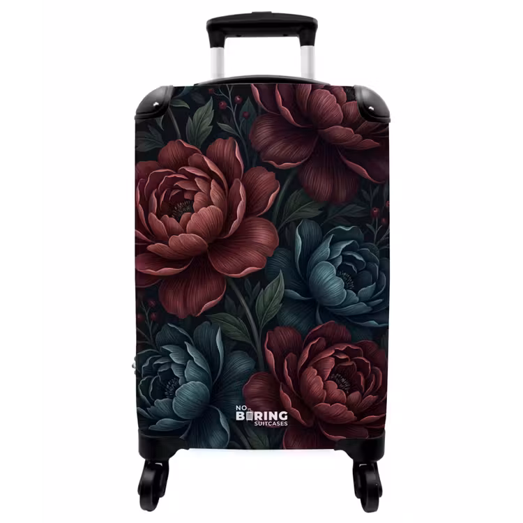 Koffer - Blumen – Muster – Natur – Klassisch – Dunkel - Bloemen - Patroon - Natuur - Klassiek - Donker NBS - Handbagage koffer - Vrouwen middel