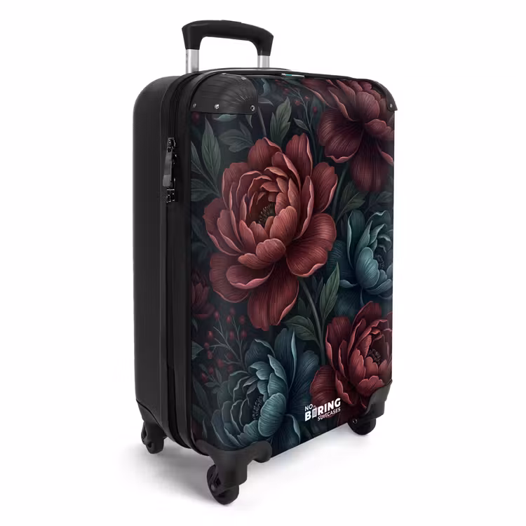 Koffer - Blumen – Muster – Natur – Klassisch – Dunkel - Bloemen - Patroon - Natuur - Klassiek - Donker NBS - Handbagage koffer - Vrouwen middel