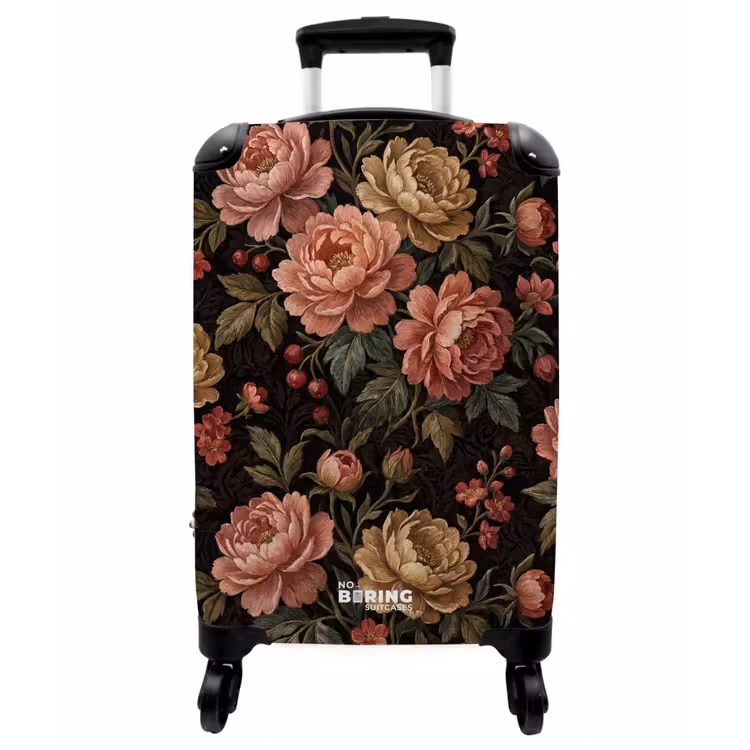 Koffer - Blumen – Muster – Natur – Vintage – Rosa - Bloemen - Patroon - Natuur - Vintage - Roze NBS - Handbagage koffer - Vrouwen middel