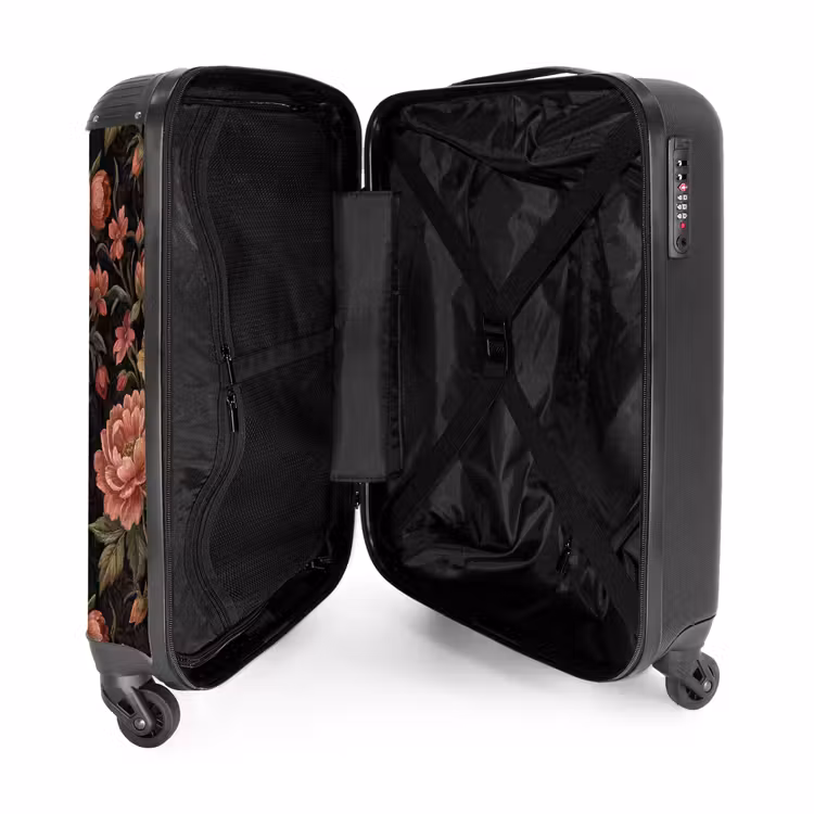 Koffer - Blumen – Muster – Natur – Vintage – Rosa - Bloemen - Patroon - Natuur - Vintage - Roze NBS - Handbagage koffer - Vrouwen middel