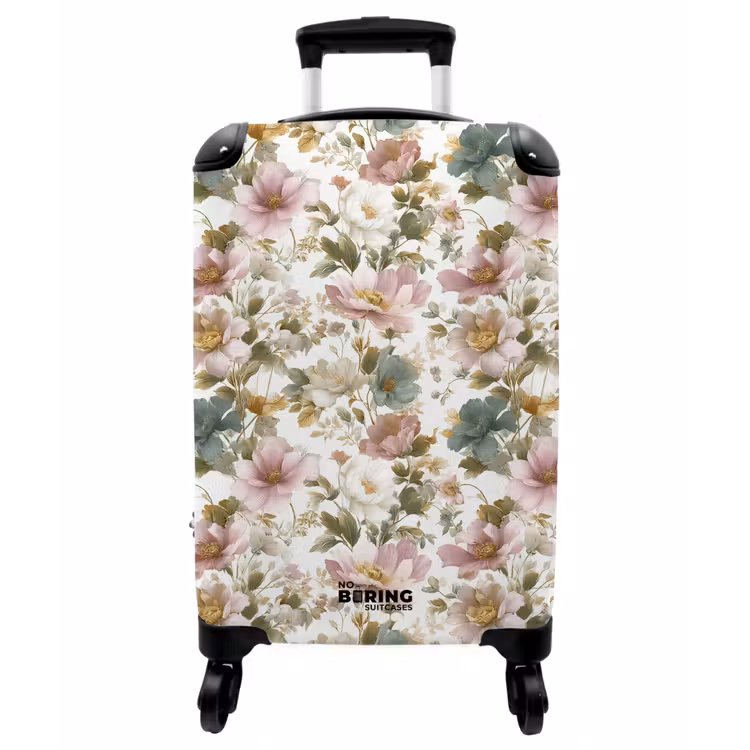 Koffer - Blumen - Muster - Pastell - Bloemen - Patroon - Pastel NBS - Handbagage koffer - Vrouwen middel