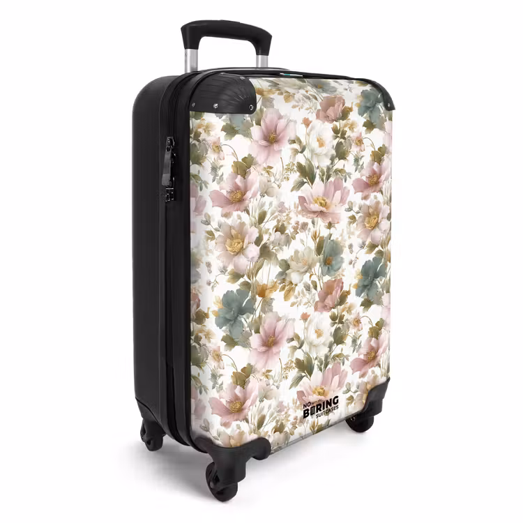 Koffer - Blumen - Muster - Pastell - Bloemen - Patroon - Pastel NBS - Handbagage koffer - Vrouwen middel
