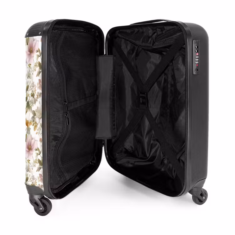 Koffer - Blumen - Muster - Pastell - Bloemen - Patroon - Pastel NBS - Handbagage koffer - Vrouwen middel