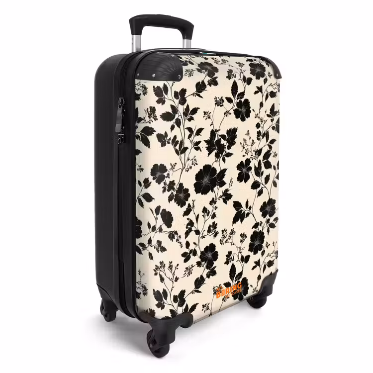 Bloemen - Dessin - Zwart NBS - Handbagage koffer - Volwassenen Unisex middel -productfoto_3d