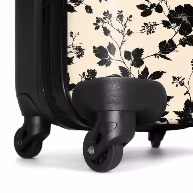 Bloemen - Dessin - Zwart NBS - Handbagage koffer - Volwassenen Unisex middel -wiel