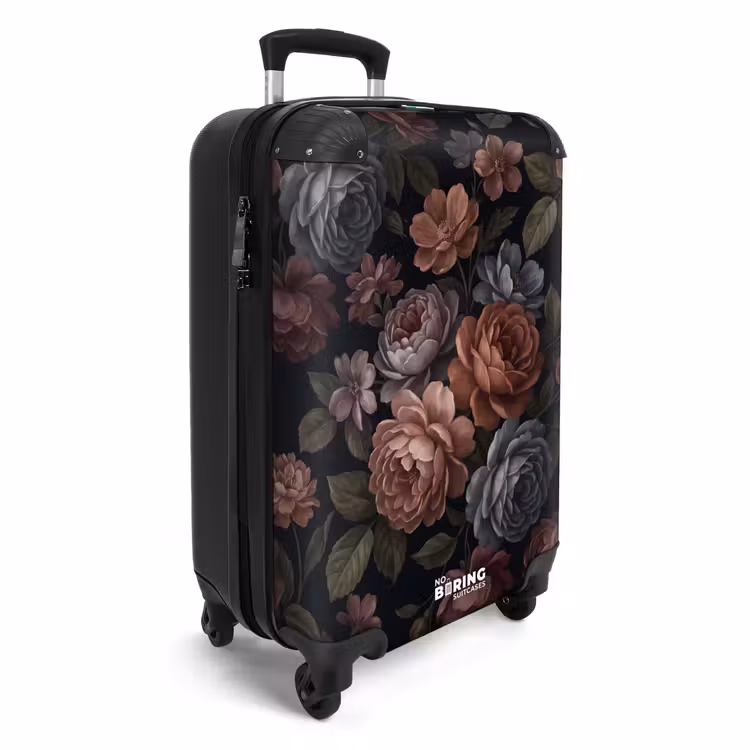 Koffer - Blumen – Muster – Vintage – Dunkel – Rosa - Bloemen - Patroon - Vintage - Donker - Roze NBS - Handbagage koffer - Vrouwen middel