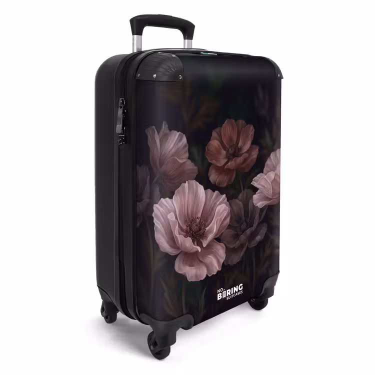 Koffer - Blumen – Natur – Rosa – Dunkel – Modern - Bloemen - Natuur - Roze - Donker - Modern NBS - Handbagage koffer - Vrouwen middel