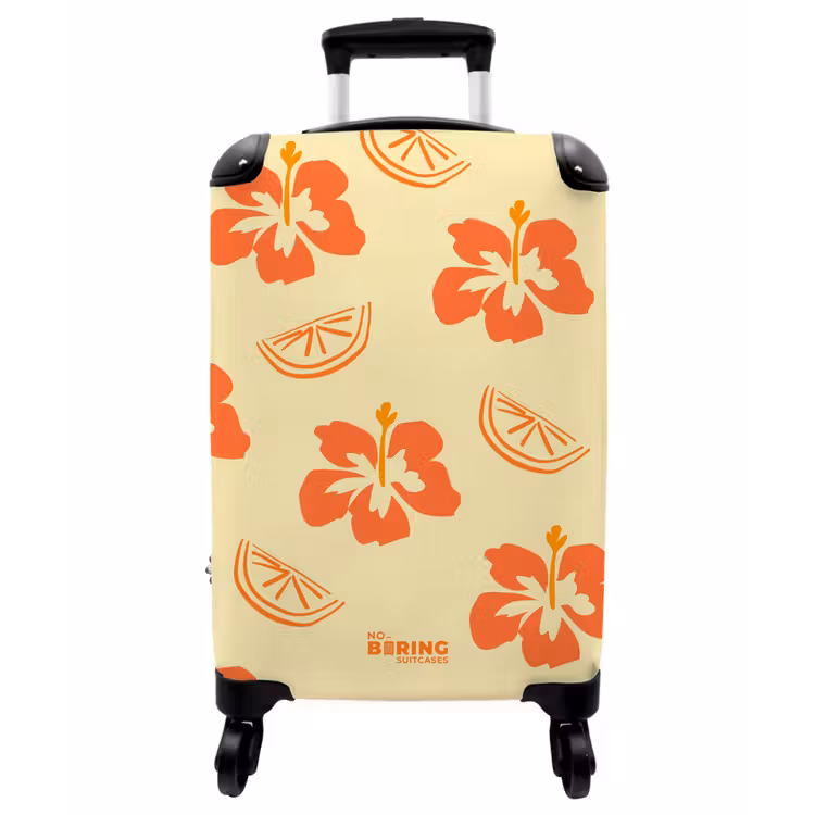 Koffer - Blumen – Orange – Zitrus - Bloemen - Oranje- Citrus NBS - Handbagage koffer - Vrouwen middel