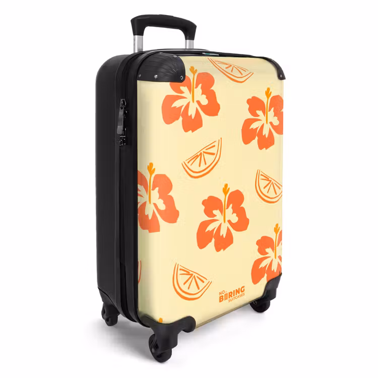 Koffer - Blumen – Orange – Zitrus - Bloemen - Oranje- Citrus NBS - Handbagage koffer - Vrouwen middel