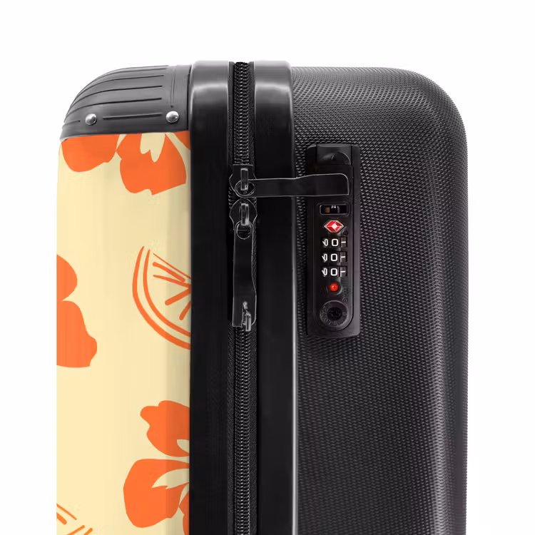 Koffer - Blumen – Orange – Zitrus - Bloemen - Oranje- Citrus NBS - Handbagage koffer - Vrouwen middel