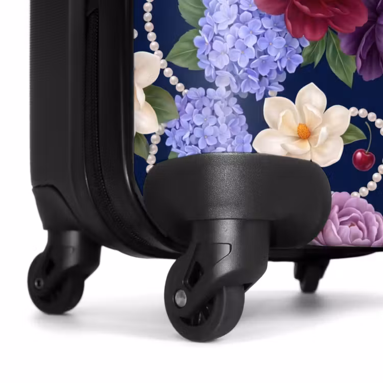 Koffer - Blumen – Perlen – Dekoration – Modern – Blau - Bloemen - Parels - Decoratie - Modern - Blauw NBS - Handbagage koffer - Vrouwen middel