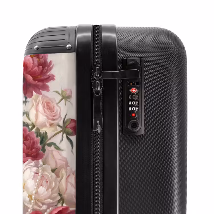 Koffer - Blumen – Perlen – Romantik – Klassik – Rosa - Bloemen - Parels - Romantiek - Klassiek - Roze NBS - Handbagage koffer - Vrouwen middel