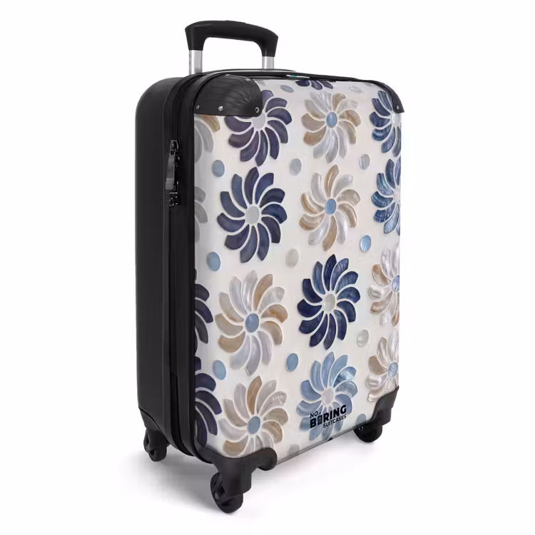 Koffer - Blumen – Perlmutt – Abstrakt – Muster – Blau - Bloemen - Parelmoer - Abstract - Patroon - Blauw NBS - Handbagage koffer - Vrouwen middel