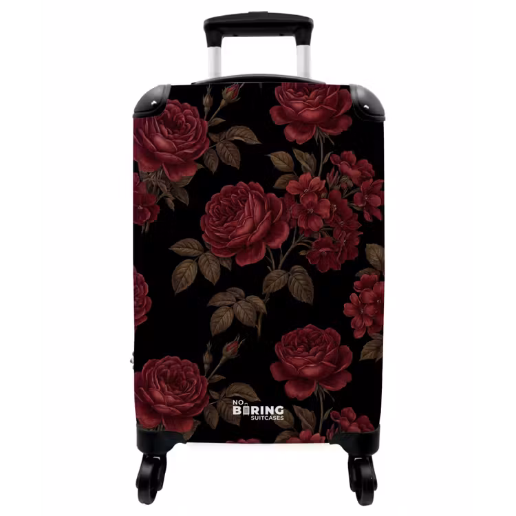 Koffer - Blumen – Rose – Muster – Klassisch – Rot - Bloemen - Roos - Patroon - Klassiek - Rood NBS - Handbagage koffer - Vrouwen middel