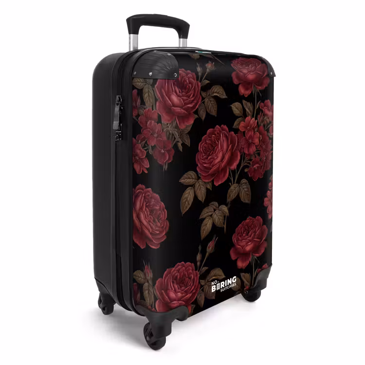 Koffer - Blumen – Rose – Muster – Klassisch – Rot - Bloemen - Roos - Patroon - Klassiek - Rood NBS - Handbagage koffer - Vrouwen middel