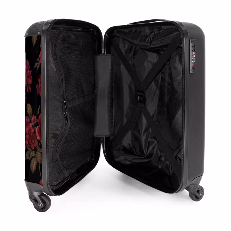 Koffer - Blumen – Rose – Muster – Klassisch – Rot - Bloemen - Roos - Patroon - Klassiek - Rood NBS - Handbagage koffer - Vrouwen middel