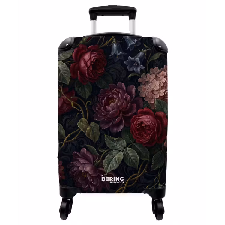 Koffer - Blumen – Rot – Klassisch – Dunkel – Muster - Bloemen - Rood - Klassiek - Donker - Patroon NBS - Handbagage koffer - Vrouwen middel