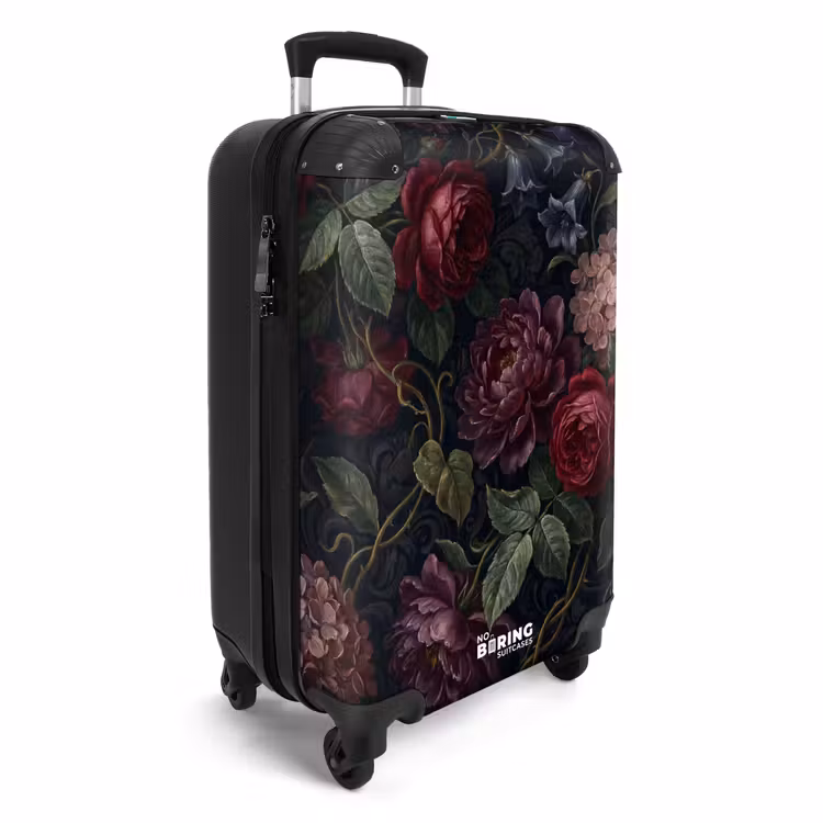 Koffer - Blumen – Rot – Klassisch – Dunkel – Muster - Bloemen - Rood - Klassiek - Donker - Patroon NBS - Handbagage koffer - Vrouwen middel