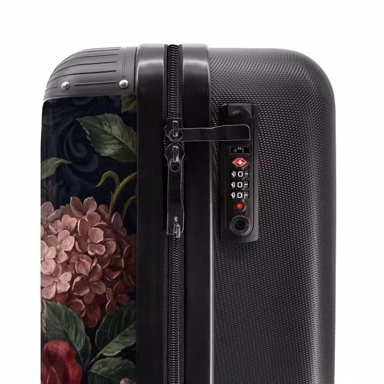 Koffer - Blumen – Rot – Klassisch – Dunkel – Muster - Bloemen - Rood - Klassiek - Donker - Patroon NBS - Handbagage koffer - Vrouwen middel
