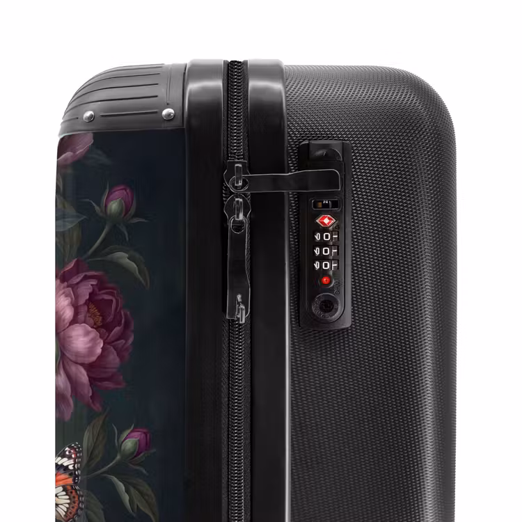 Koffer - Blumen – Schmetterling – Natur – Modern – Lila - Bloemen - Vlinder - Natuur - Modern - Paars NBS - Handbagage koffer - Vrouwen middel