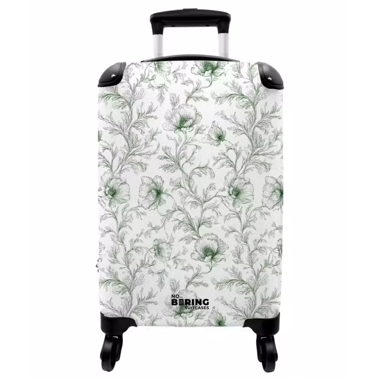 Koffer - Blumen - Signiert - Grün - Bloemen - Getekend - Groen NBS - Handbagage koffer - Vrouwen middel