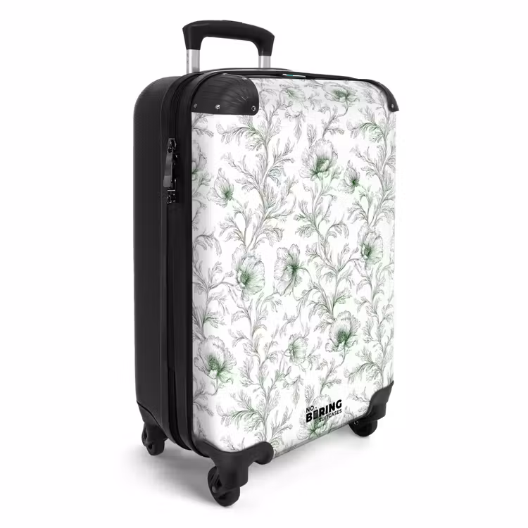 Koffer - Blumen - Signiert - Grün - Bloemen - Getekend - Groen NBS - Handbagage koffer - Vrouwen middel