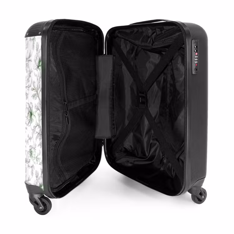 Koffer - Blumen - Signiert - Grün - Bloemen - Getekend - Groen NBS - Handbagage koffer - Vrouwen middel