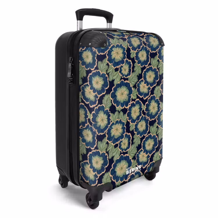 Koffer - Blumen – Stickerei – Muster – Blau – Grün - Bloemen - Borduurwerk - Patroon - Blauw - Groen NBS - Handbagage koffer - Vrouwen middel