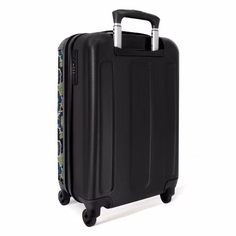 Koffer - Blumen – Stickerei – Muster – Blau – Grün - Bloemen - Borduurwerk - Patroon - Blauw - Groen NBS - Handbagage koffer - Vrouwen middel